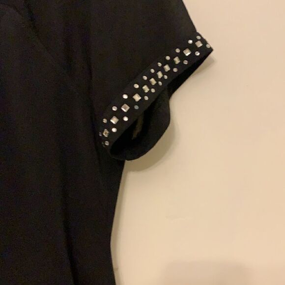 Bellini black blouse with gem accents . Sheer top. Length 28” Size M - Picture 2 of 8